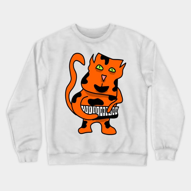 orange cat playing piano Crewneck Sweatshirt by Catbrat